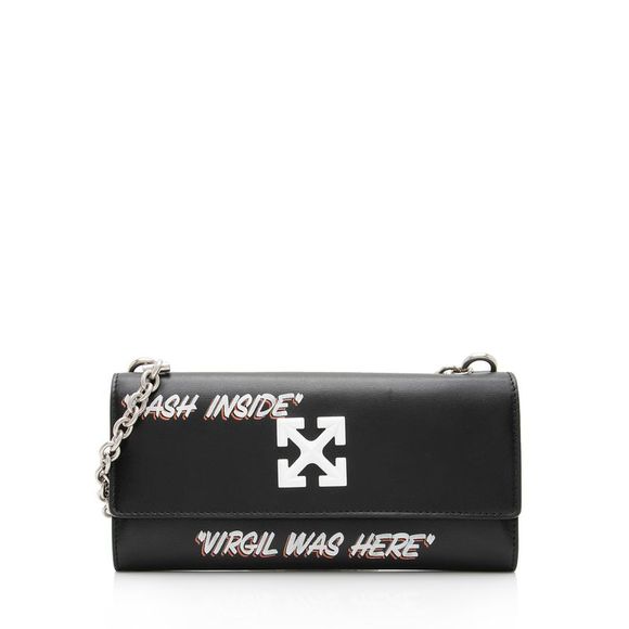 Off-White Handbags - Off-White Leather Logo Jitney Wallet on Chain Bag